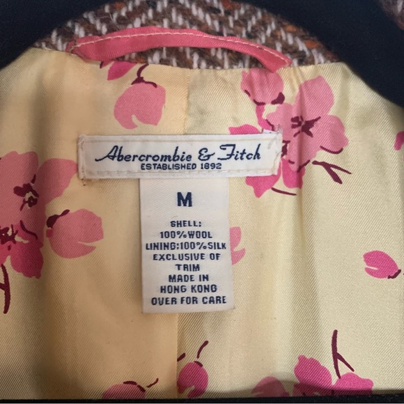 Vintage Abercrombie & Fitch Wool Silk Herringbone Blazer Y2K Retro Work Medium - Picture 3 of 10